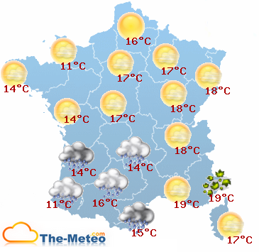 Météo France aujourd'hui avec Meteo-des-vacances.com